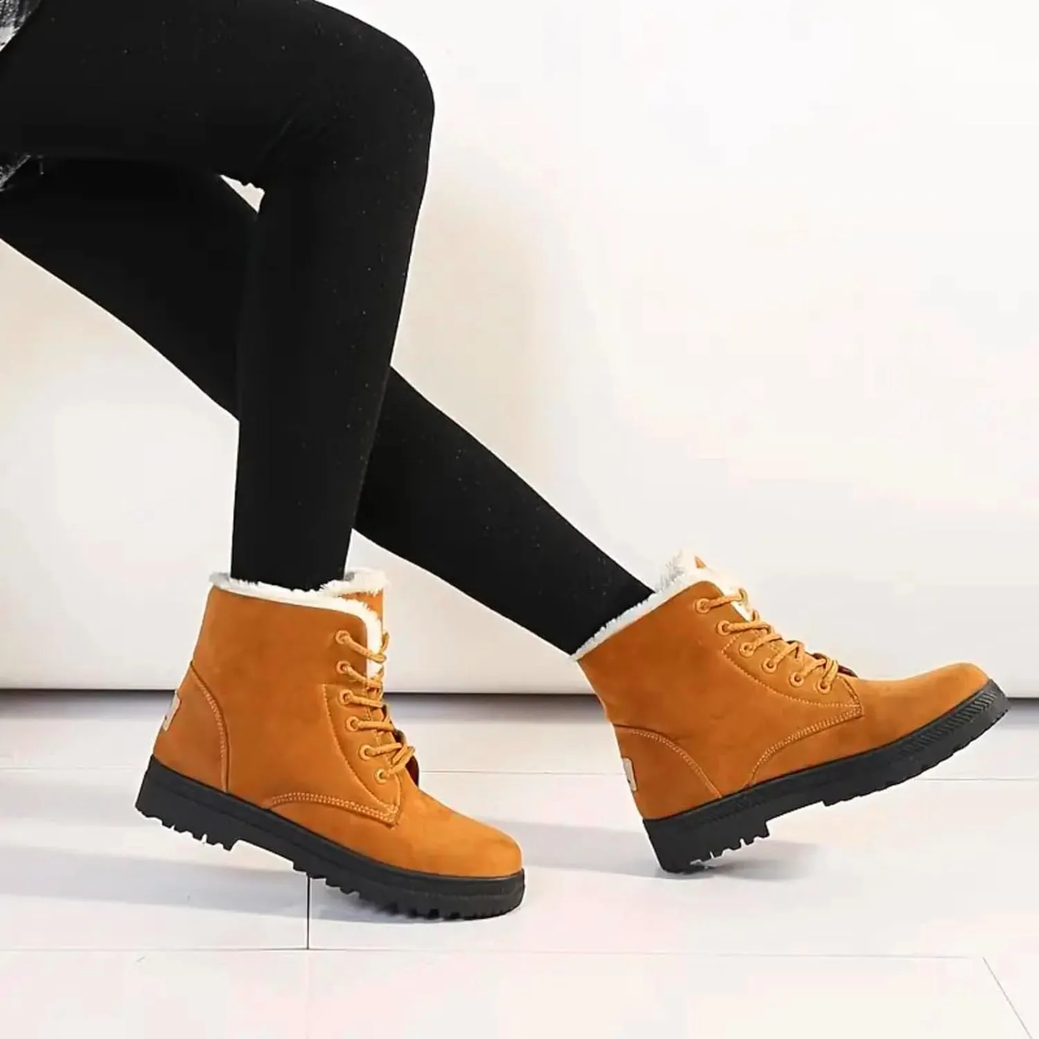 Cathalem Snow Boots for Women Lining Classic Water Resistant Anti-Slip Warm Winter Booties Slip On Short Ankle Boots