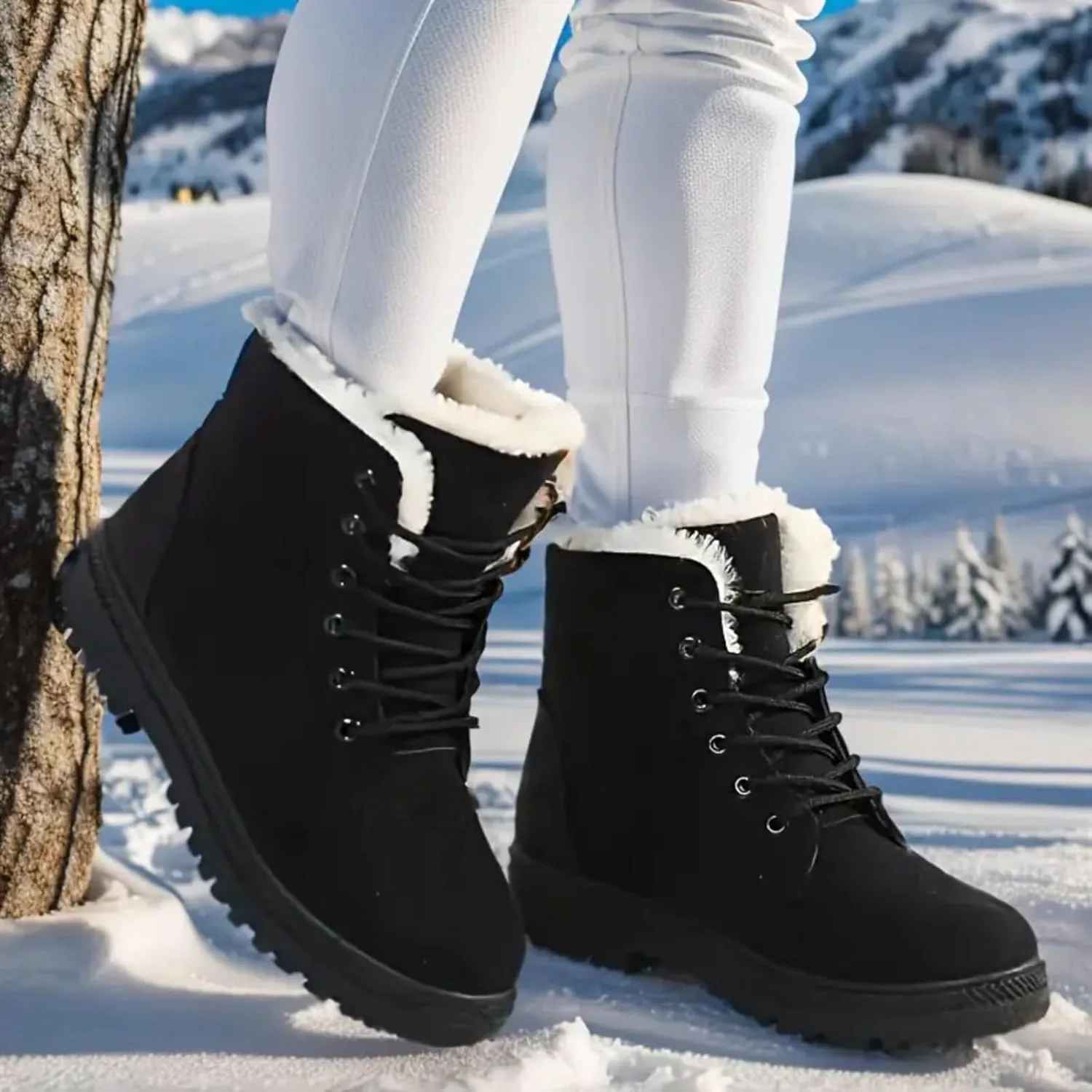 Cathalem Snow Boots for Women Lining Classic Water Resistant Anti-Slip Warm Winter Booties Slip On Short Ankle Boots