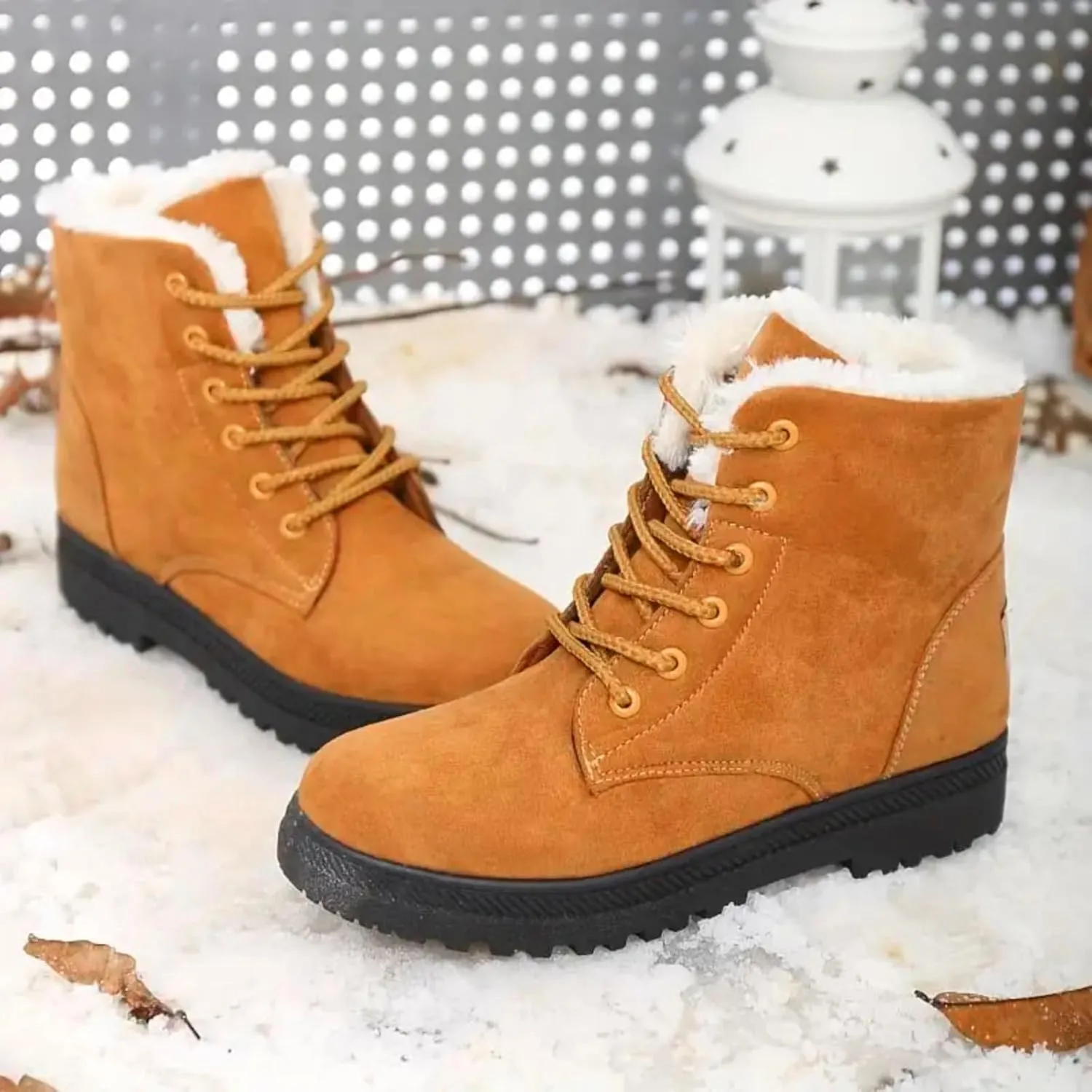 Cathalem Snow Boots for Women Lining Classic Water Resistant Anti-Slip Warm Winter Booties Slip On Short Ankle Boots