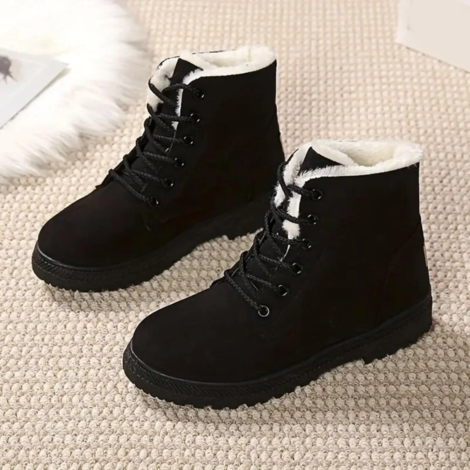 Cathalem Snow Boots for Women Lining Classic Water Resistant Anti-Slip Warm Winter Booties Slip On Short Ankle Boots