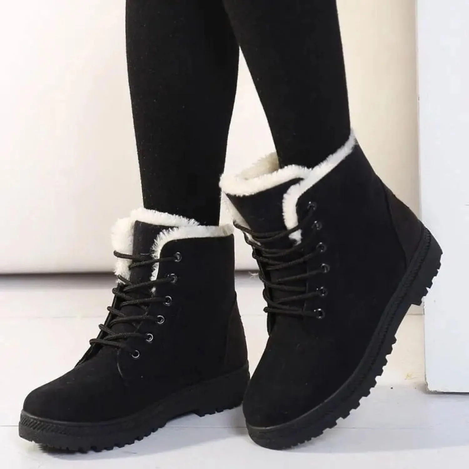 Cathalem Snow Boots for Women Lining Classic Water Resistant Anti-Slip Warm Winter Booties Slip On Short Ankle Boots
