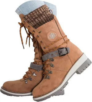 Cathalem Waterproof Winter Snow Boots for Women Insulated-Warm Fur-Lined Booties Lightweight Comfortable Casual Boots Cushion Outdoor Walking Boots Slip-Resistant Anti-Slip Leather Boots