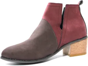 Cathalem Womens Ankle Boots, Ankle Booties for Women V Cut Slip on Ankle Boots Chunky Pointed Toe Cutout Low Heel Shoes