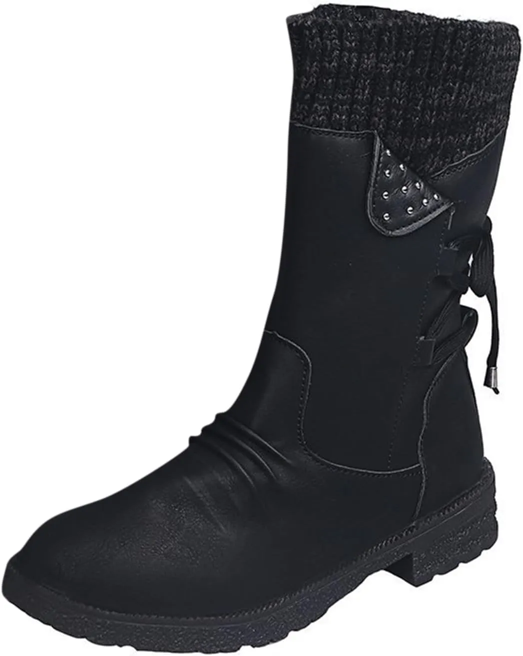 Cathalem Women's Snow Winter Boots Mid Calf Warm Faux Fur Lined Lace Up Anti-slip Outdoor Boots Women's Snow Boots