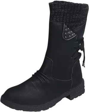 Cathalem Women's Snow Winter Boots Mid Calf Warm Faux Fur Lined Lace Up Anti-slip Outdoor Boots Women's Snow Boots