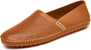 ChicWind Men's Slip On Sneakers Breathable Leather Driving Walking Shoes