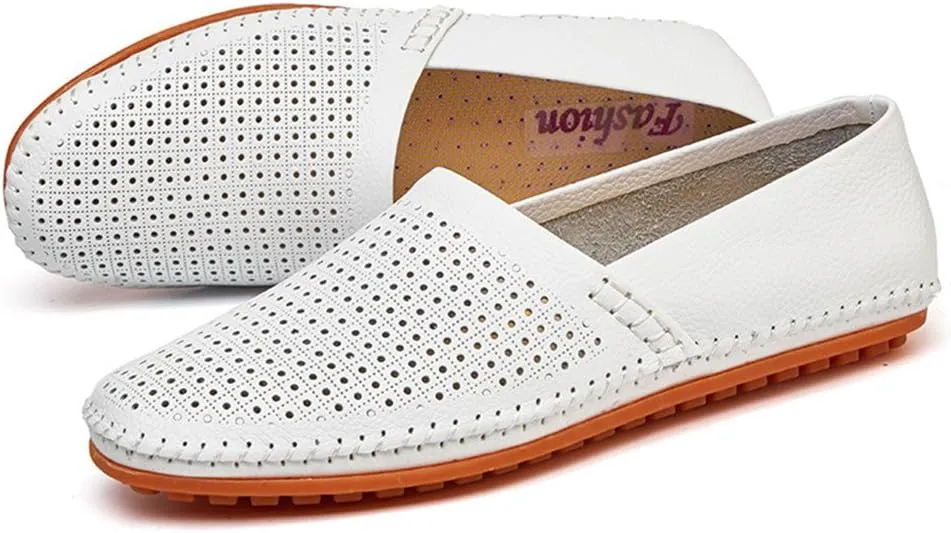 ChicWind Men's Slip On Sneakers Breathable Leather Driving Walking Shoes
