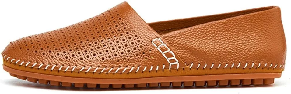 ChicWind Men's Slip On Sneakers Breathable Leather Driving Walking Shoes