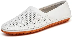 ChicWind Men's Slip On Sneakers Breathable Leather Driving Walking Shoes