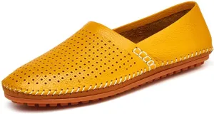 ChicWind Men's Slip On Sneakers Breathable Leather Driving Walking Shoes