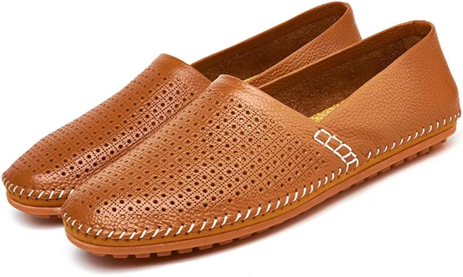 ChicWind Men's Slip On Sneakers Breathable Leather Driving Walking Shoes