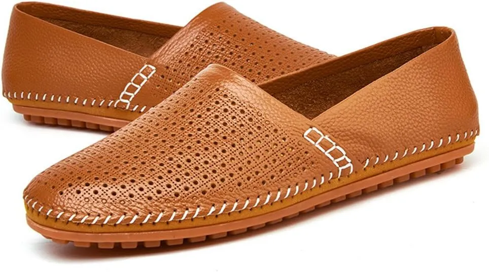 ChicWind Men's Slip On Sneakers Breathable Leather Driving Walking Shoes