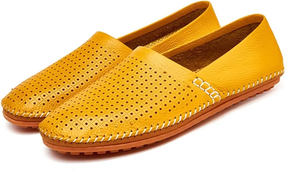 ChicWind Men's Slip On Sneakers Breathable Leather Driving Walking Shoes