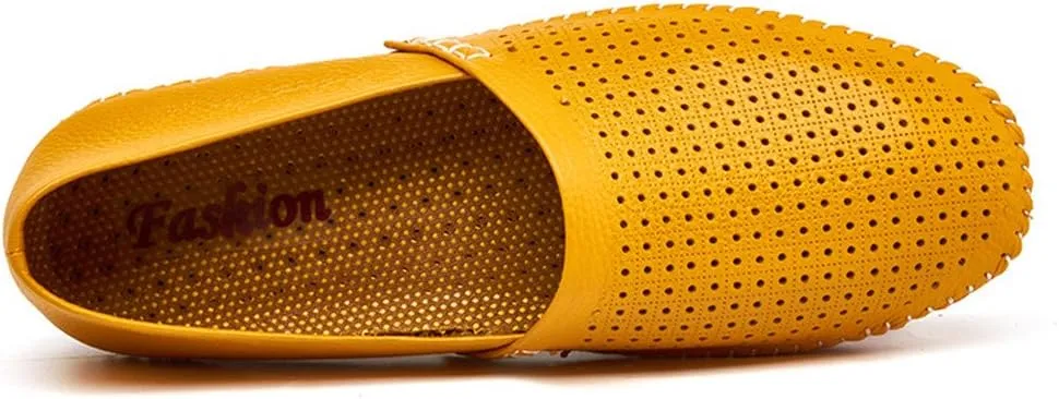 ChicWind Men's Slip On Sneakers Breathable Leather Driving Walking Shoes