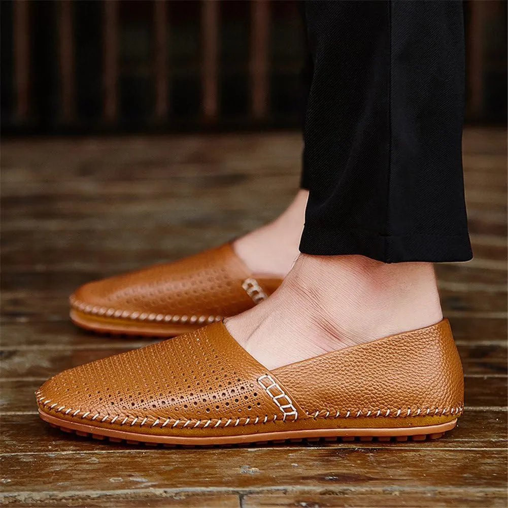 ChicWind Men's Slip On Sneakers Breathable Leather Driving Walking Shoes
