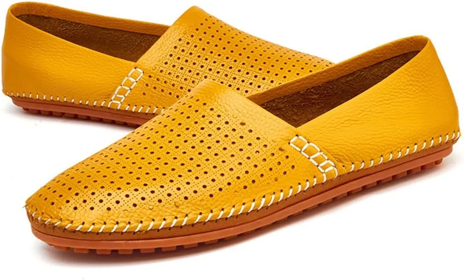 ChicWind Men's Slip On Sneakers Breathable Leather Driving Walking Shoes