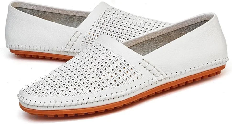 ChicWind Men's Slip On Sneakers Breathable Leather Driving Walking Shoes