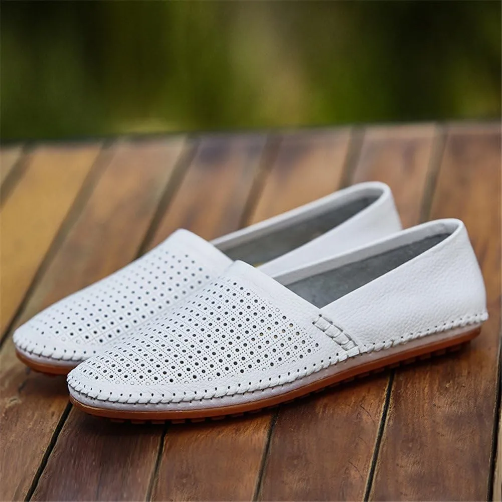 ChicWind Men's Slip On Sneakers Breathable Leather Driving Walking Shoes