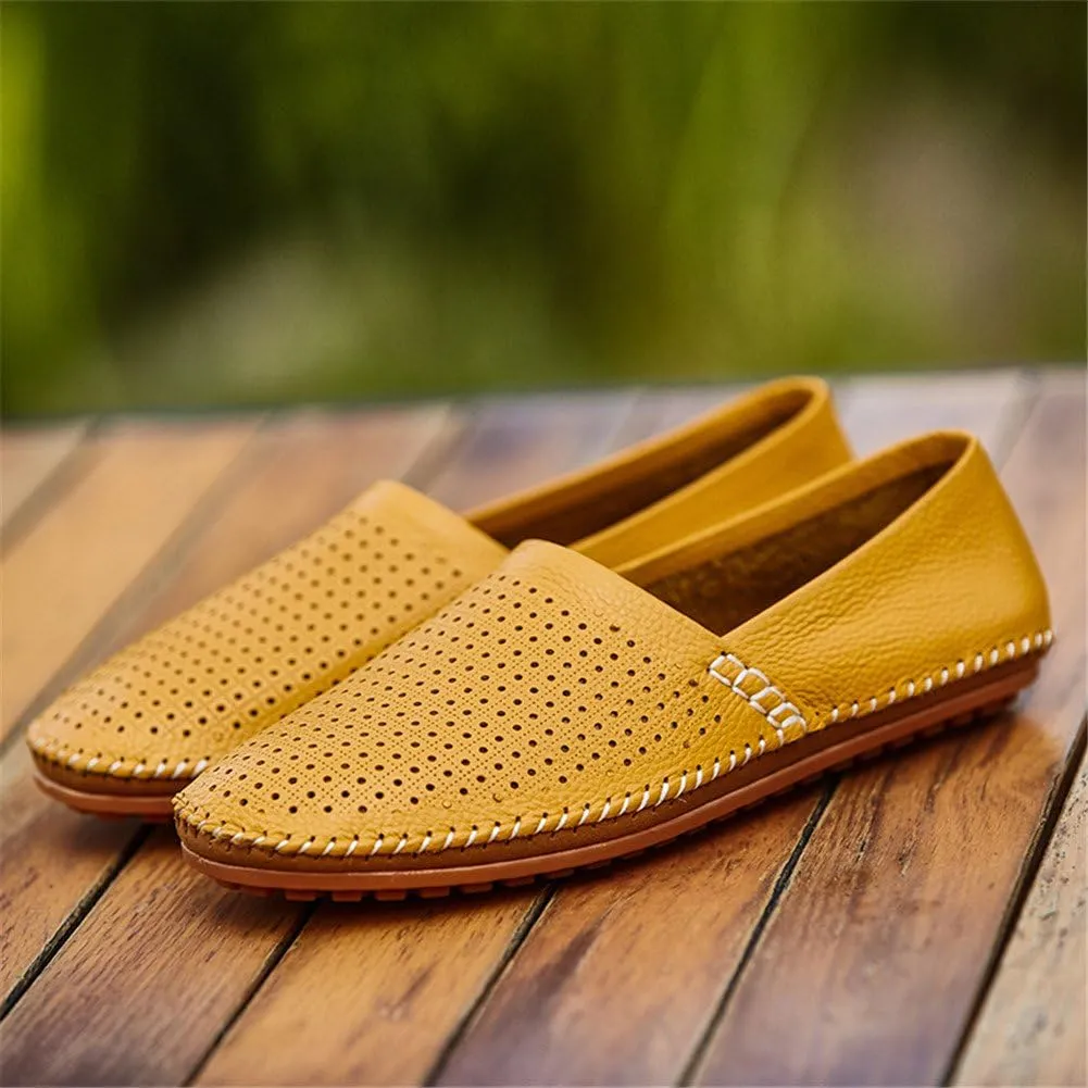 ChicWind Men's Slip On Sneakers Breathable Leather Driving Walking Shoes