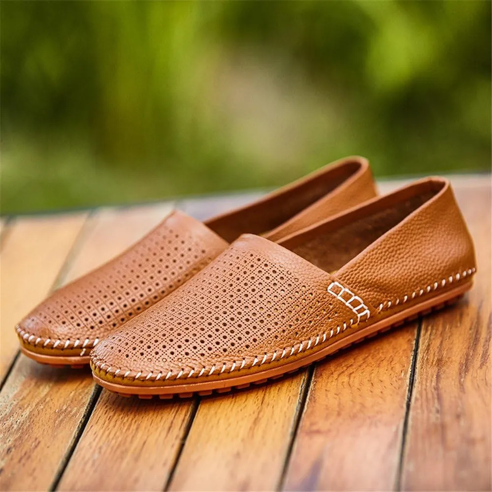 ChicWind Men's Slip On Sneakers Breathable Leather Driving Walking Shoes