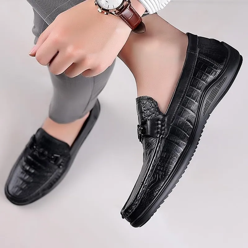Classic Plain Toe Men's Oxford Shoes Genuine Leather Construction Job Interviews Ceremonial Events Memory Foam Footbed