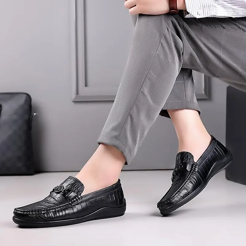 Classic Plain Toe Men's Oxford Shoes Genuine Leather Construction Job Interviews Ceremonial Events Memory Foam Footbed