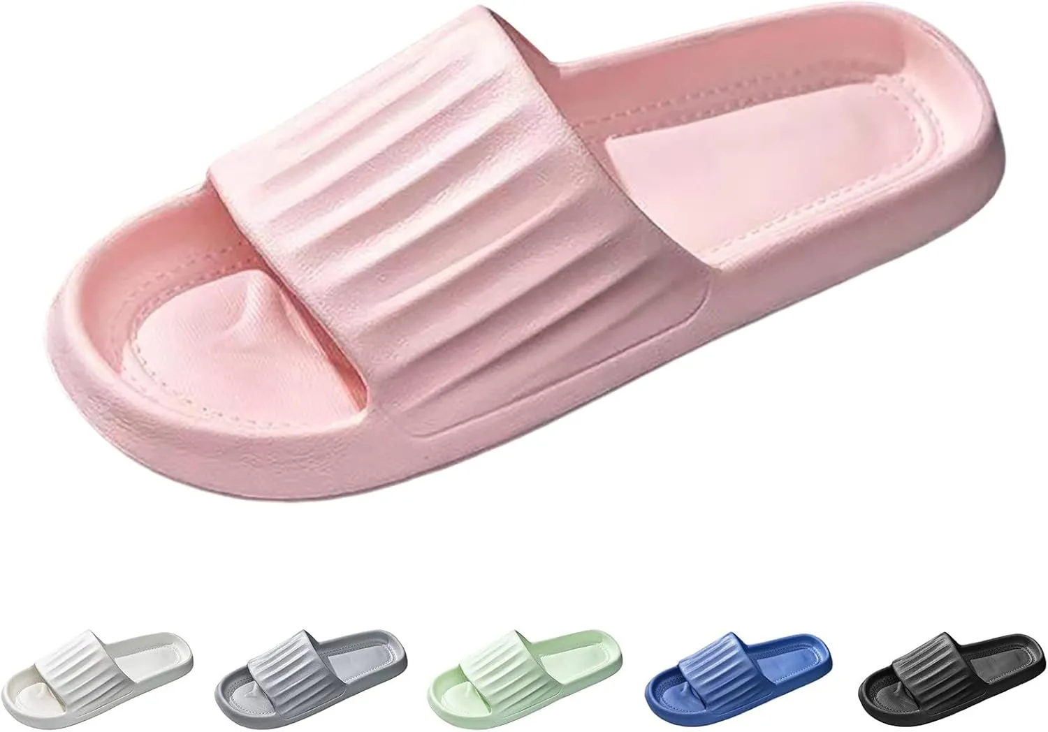 Cloud Slides Women and Men Bath Slippers Mens Shower Shoes Pillow Slippers Drainage Hole Non Slip Comfortable