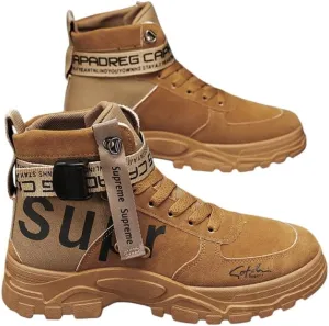 Comfy and Breathable High Top PU Leather Boots for Men's Outdoor Activities