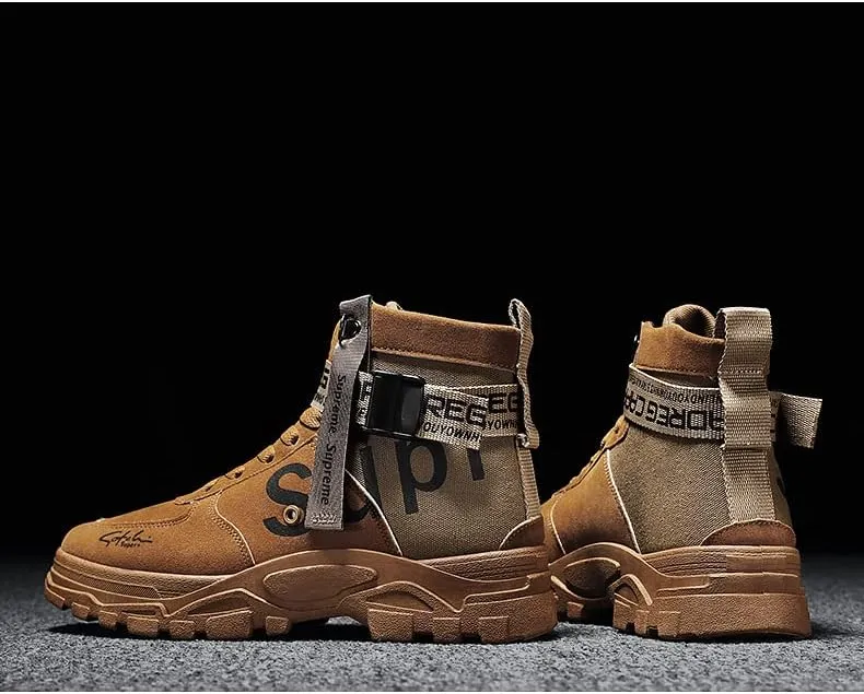 Comfy and Breathable High Top PU Leather Boots for Men's Outdoor Activities