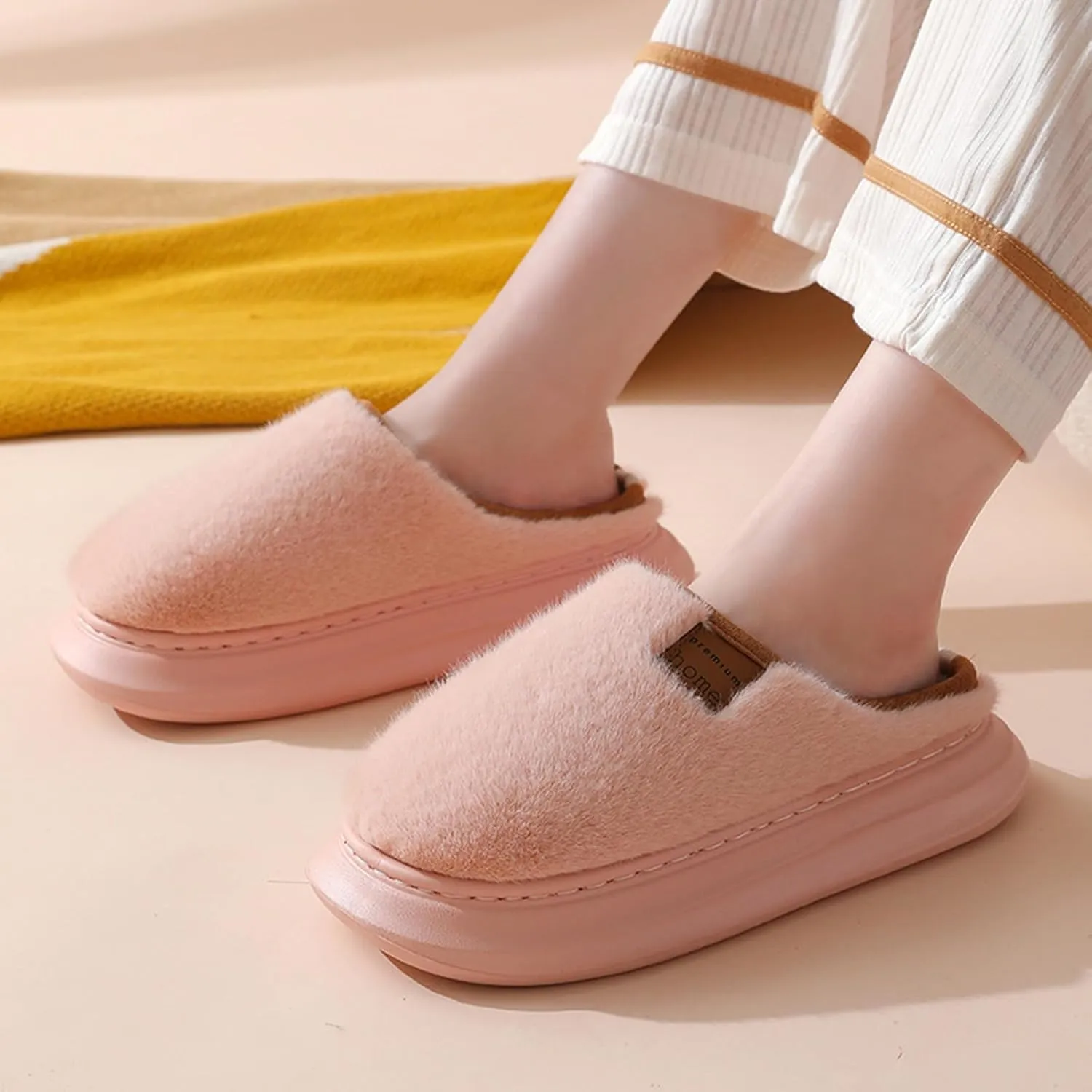 Ctreela Soft Fuzzy Slippers for Women House Slipper Clog Fluffy Slide on Indoor Slipper Furry Lined Bedroom Shoe Cozy Slides