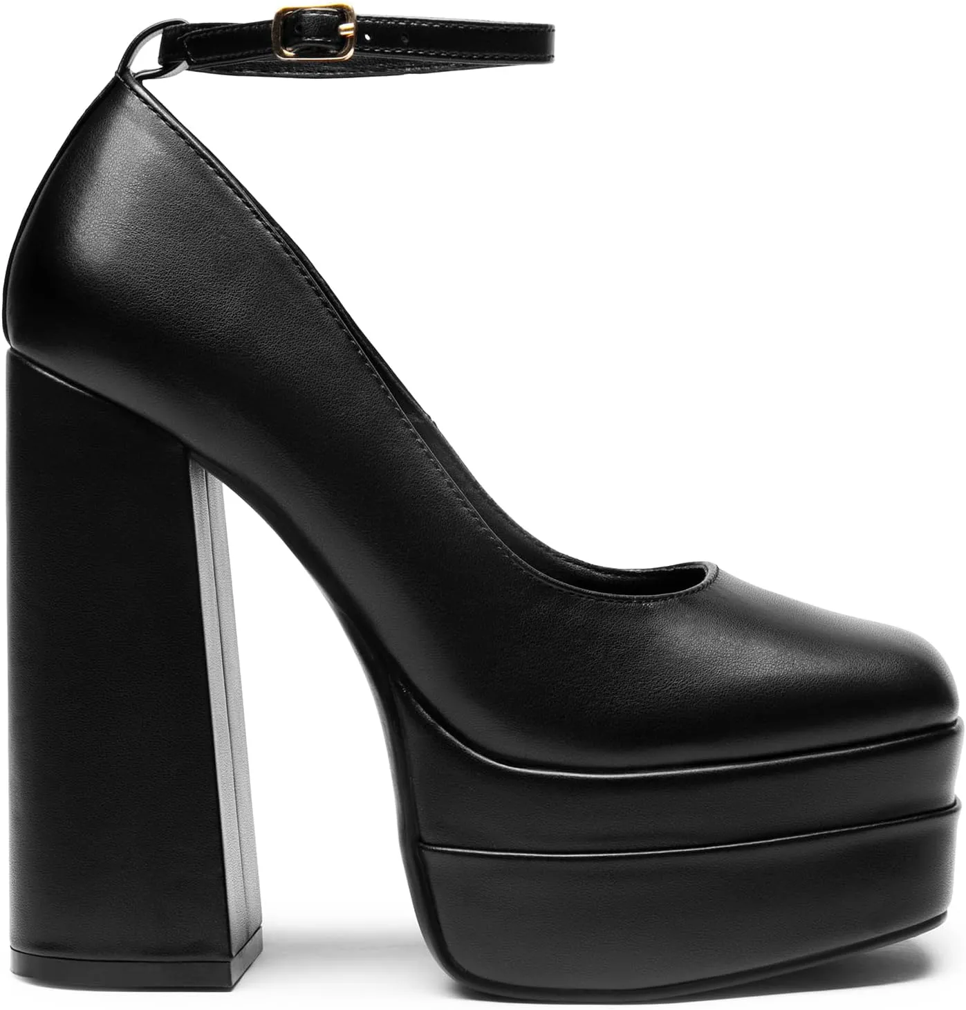 DREAM PAIRS Women's Platform High Heels Closed Toe Chunky Block Pumps Square Toe Ankle Strap Dress Fashion Party Y2K Shoes