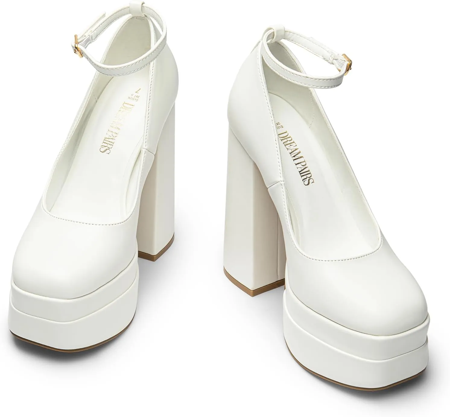 DREAM PAIRS Women's Platform High Heels Closed Toe Chunky Block Pumps Square Toe Ankle Strap Dress Fashion Party Y2K Shoes
