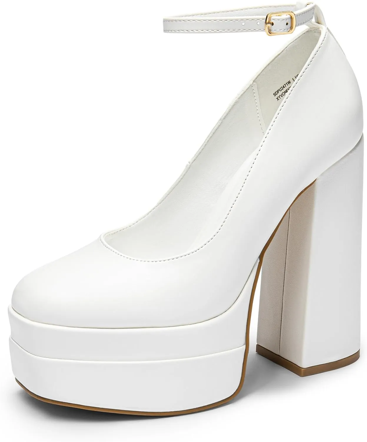 DREAM PAIRS Women's Platform High Heels Closed Toe Chunky Block Pumps Square Toe Ankle Strap Dress Fashion Party Y2K Shoes