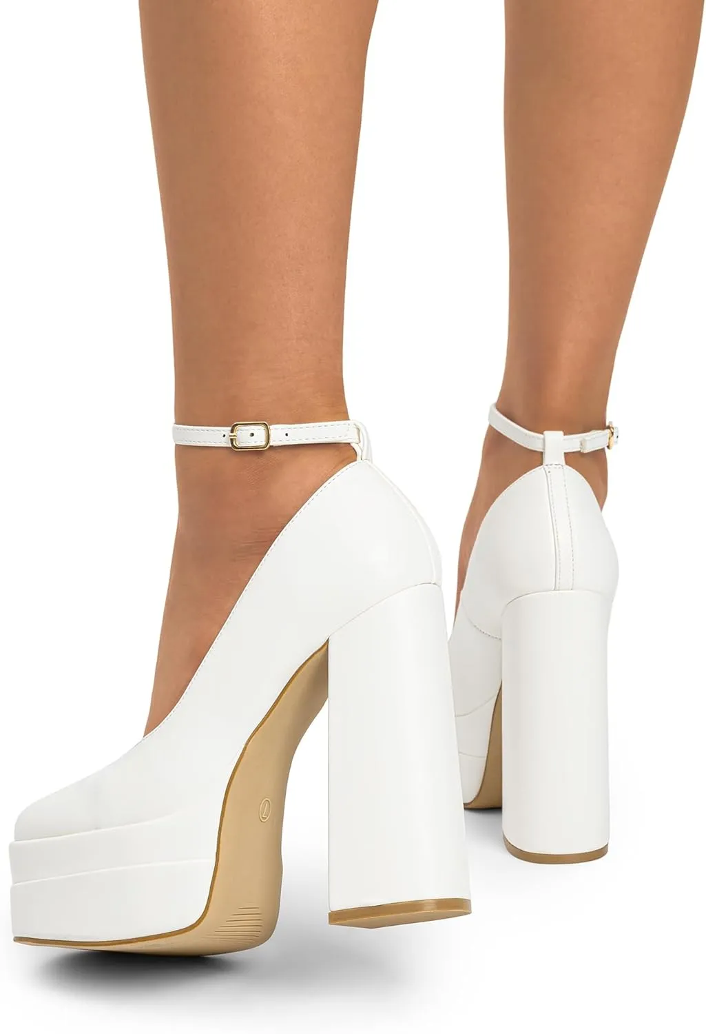 DREAM PAIRS Women's Platform High Heels Closed Toe Chunky Block Pumps Square Toe Ankle Strap Dress Fashion Party Y2K Shoes