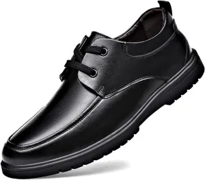 Dress Oxford Shoes for Men Lace Up Breathable Round Apron Burnished Toe Vegan Leather Slip Resistant Anti-Slip Non Slip Classic (Color : Black, Size : 7)