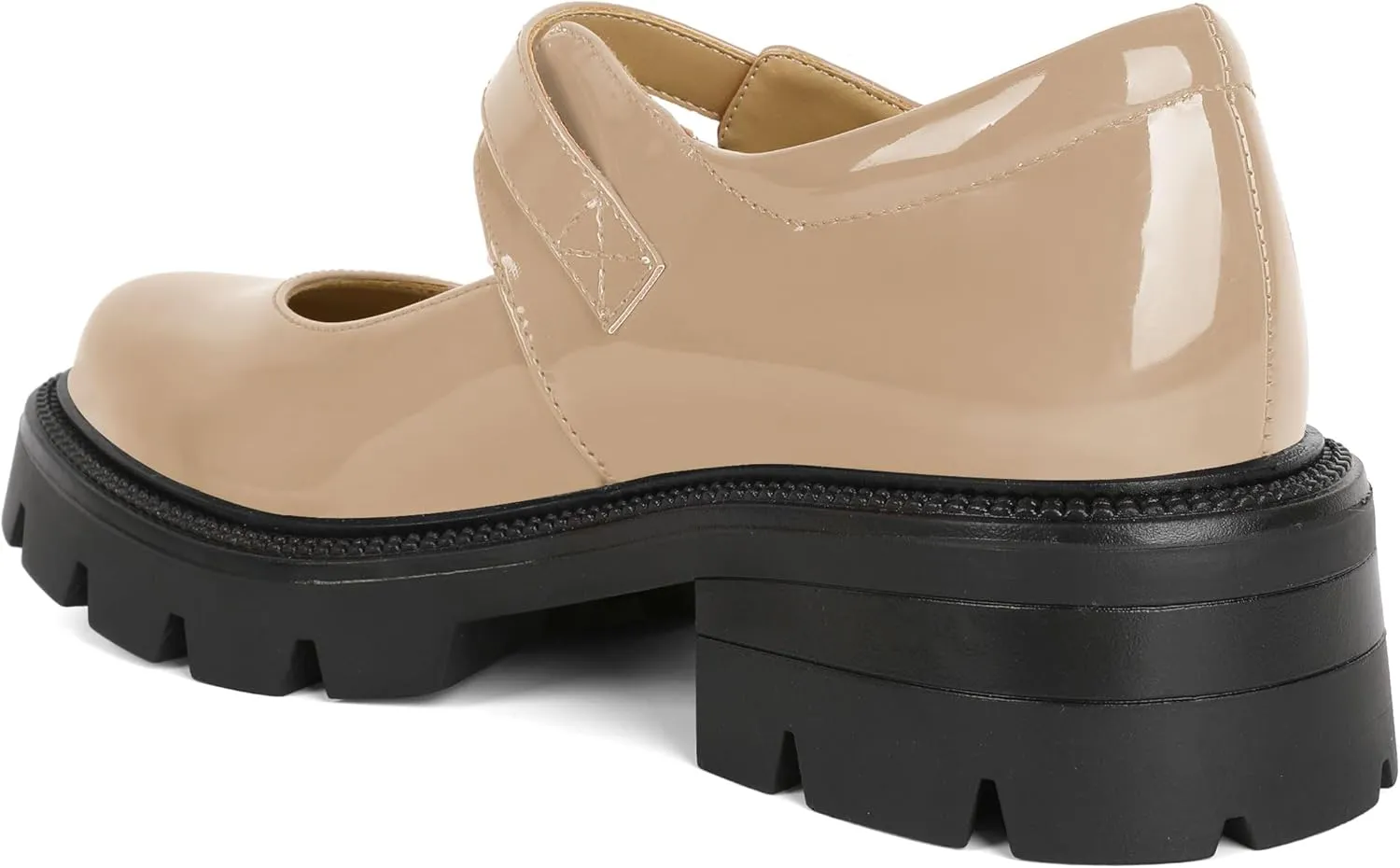 Eldof Women's Mary Jane Shoes Platform Lug Sole Low Heel Chunky Pumps Round Toe Ankle Strap Oxfords Dress Shoes for Uniform Graduation School Work 2 Inches