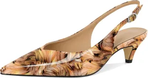 Esvowido Women's Low Kitten Heel Pumps Slingback Pointed Toe Pump 2" Low Heels Closed Toe Pumps Comfortable Patent Leather Pump for Women Office