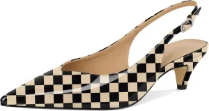 Esvowido Women's Low Kitten Heel Pumps Slingback Pointed Toe Pump 2" Low Heels Closed Toe Pumps Comfortable Patent Leather Pump for Women Office
