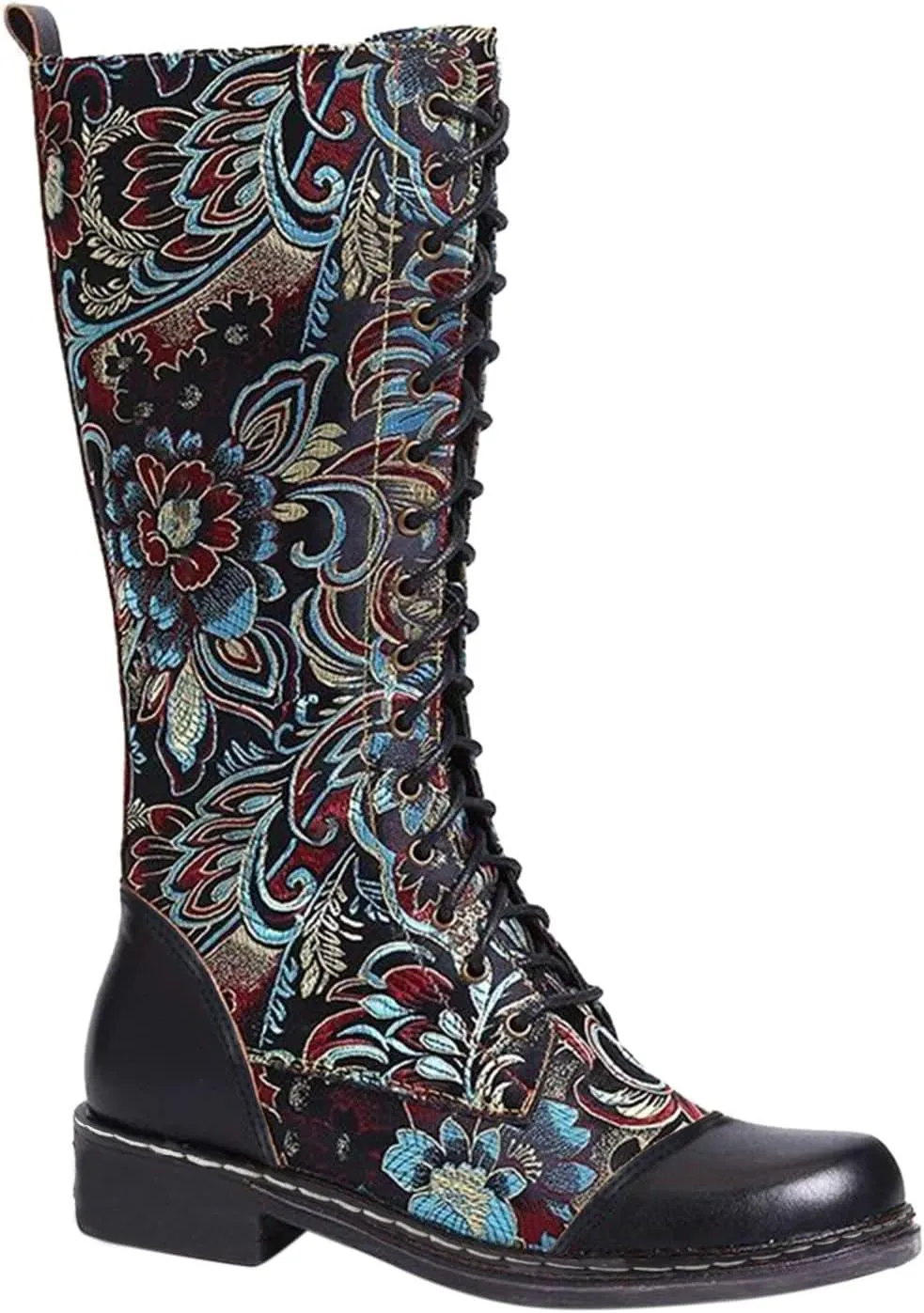Extra Wide Calf Boots for Women Brown Black Knee High Boots for Women Low Heel Pointed Toe Black Western Boots Women Square Extra Wide Leg Cowgirl Boots Women Womens Black and White Cowboy Boot