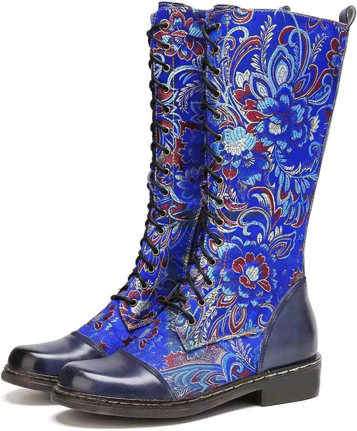 Extra Wide Calf Boots for Women Brown Black Knee High Boots for Women Low Heel Pointed Toe Black Western Boots Women Square Extra Wide Leg Cowgirl Boots Women Womens Black and White Cowboy Boot