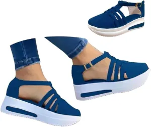 Fanyil Women's Comfy Orthotic Sandals, Fanyil Womens Sandals, Women Closed Toe Platform Wedges Slip On Walking Shoes