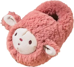 Fashion Autumn and Winter Boys and Girls Slippers Flat Soft Comfortable and Warm Cute Sheep Shape Kids for Little Girls