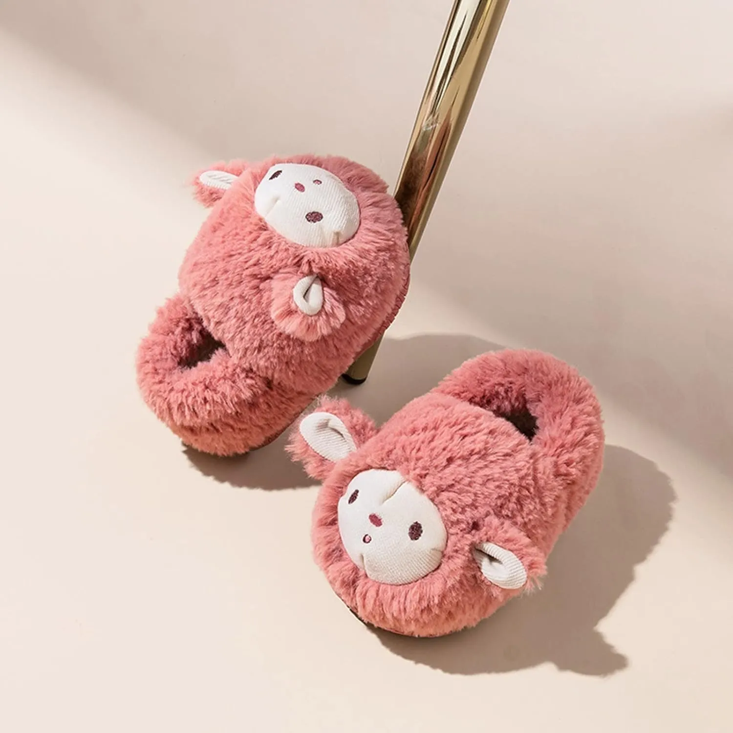 Fashion Autumn and Winter Boys and Girls Slippers Flat Soft Comfortable and Warm Cute Sheep Shape Kids for Little Girls