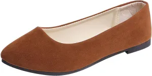 Flat Shoes for Women Comfortable Slip On Walking Ballerina Shoe Ladies Pointed-Toe Ballet Flats Suede Shallow Single-Shoes