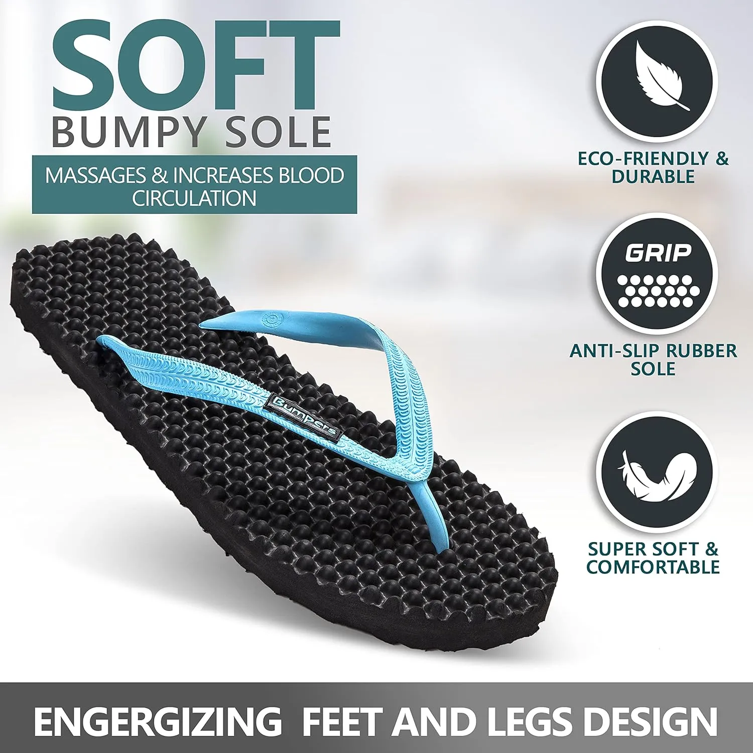 Flip Flops For Men - Beach & Shower Sandals For Mens, Comfortable Massage Acupressure Slippers, Indoor & Outdoor Footwear