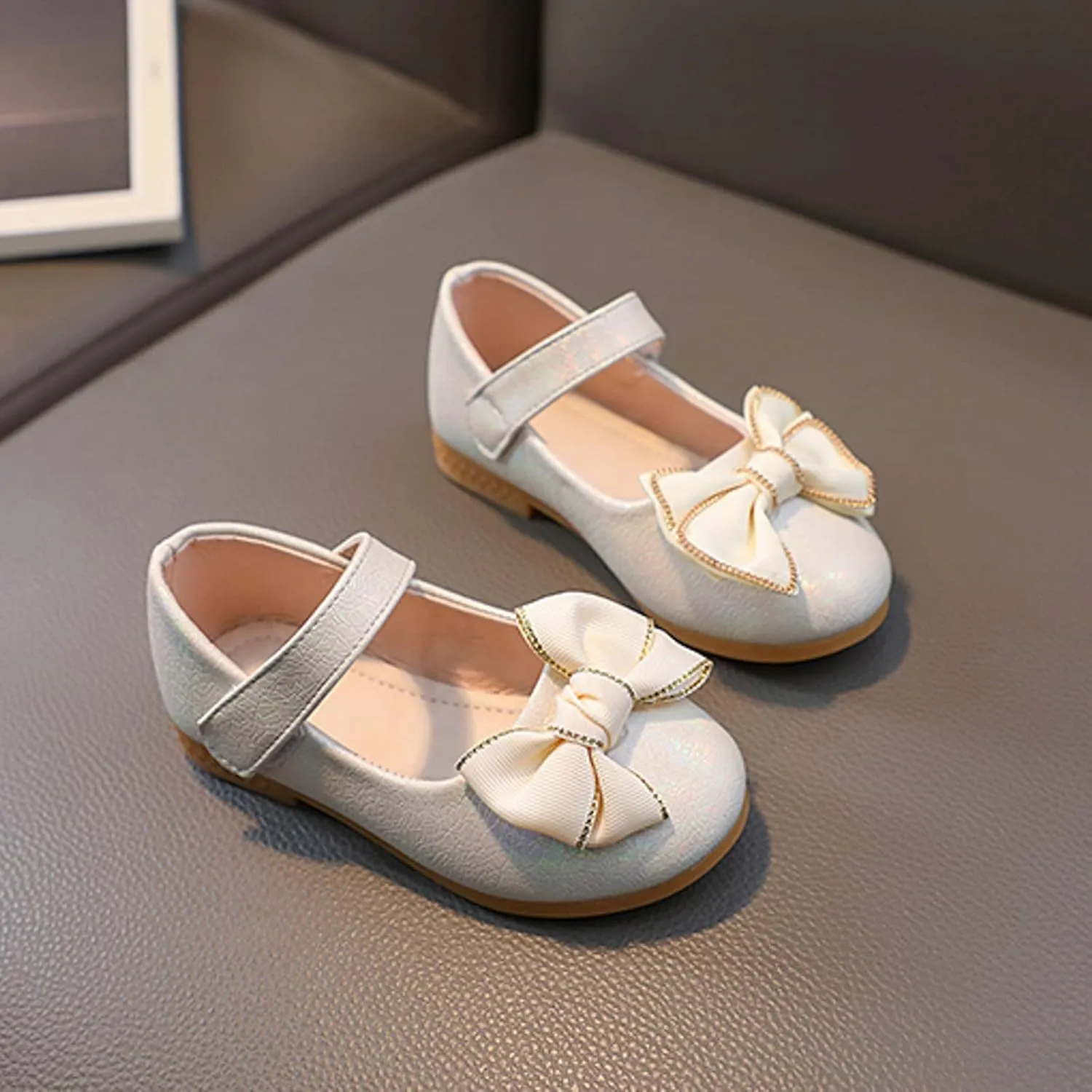 Flower Girl Ballet Flats Bow Ballerina Mary Jane Dress Shoes for Party School Wedding(Toddler/Little Kid) Girls Shoes