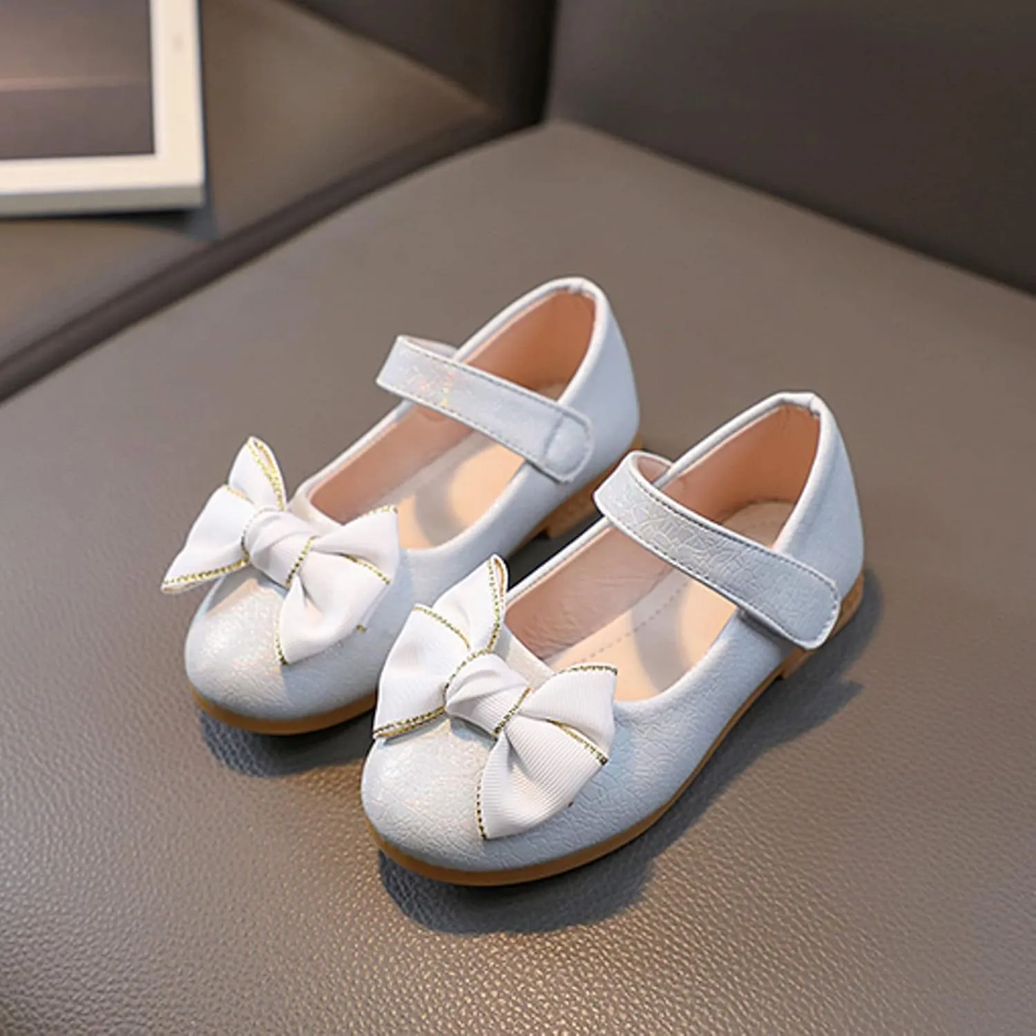 Flower Girl Ballet Flats Bow Ballerina Mary Jane Dress Shoes for Party School Wedding(Toddler/Little Kid) Girls Shoes