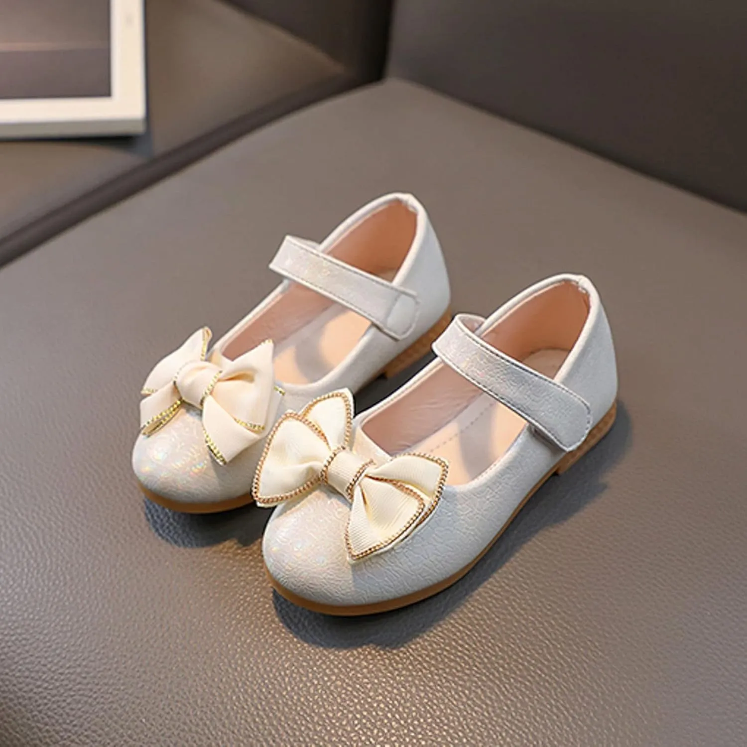Flower Girl Ballet Flats Bow Ballerina Mary Jane Dress Shoes for Party School Wedding(Toddler/Little Kid) Girls Shoes