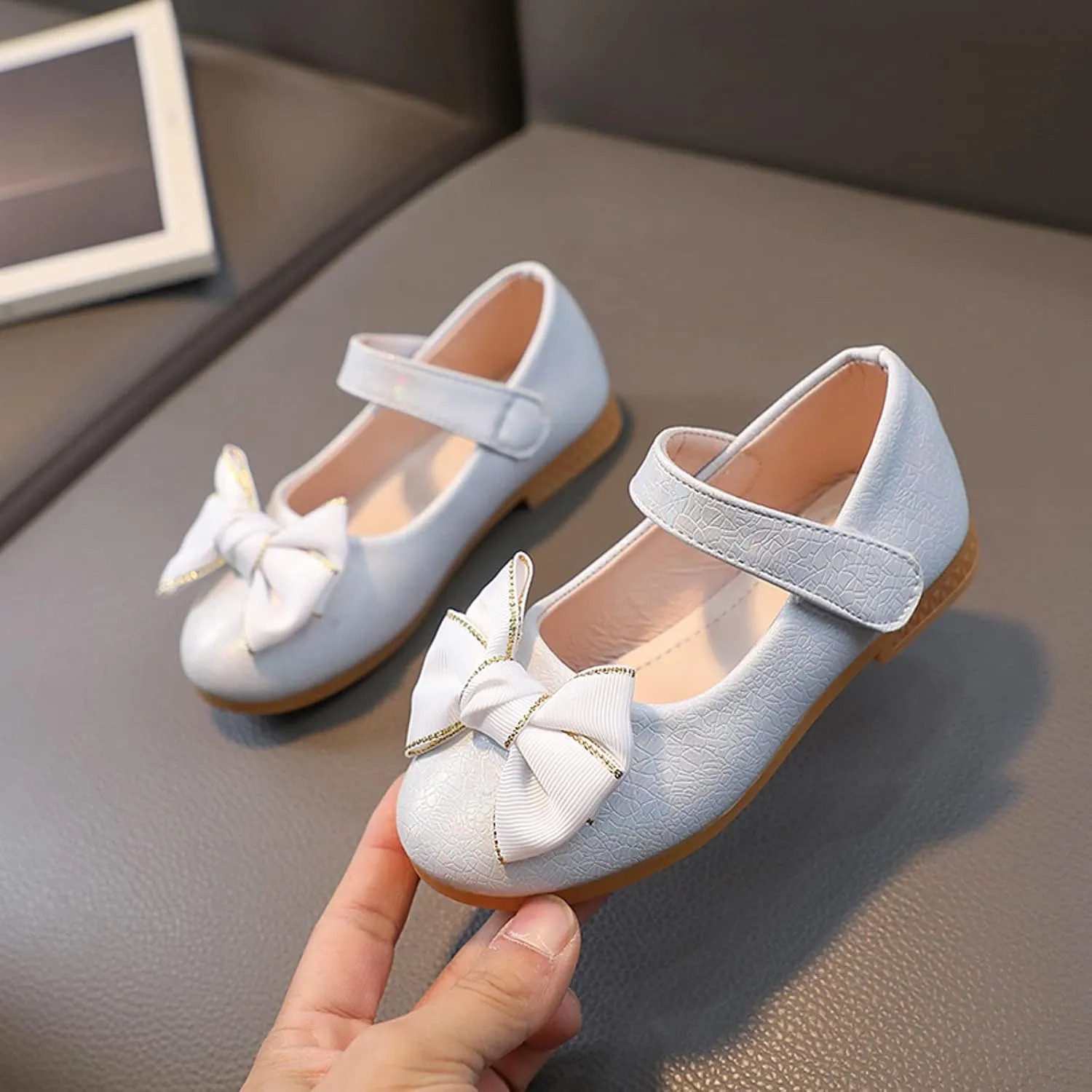 Flower Girl Ballet Flats Bow Ballerina Mary Jane Dress Shoes for Party School Wedding(Toddler/Little Kid) Girls Shoes
