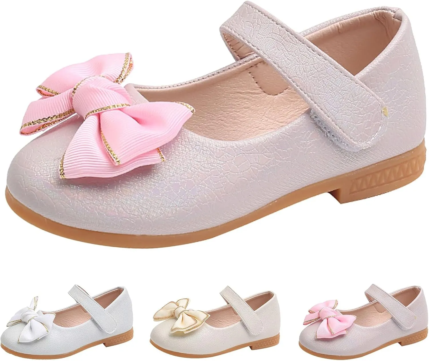 Flower Girl Ballet Flats Bow Ballerina Mary Jane Dress Shoes for Party School Wedding(Toddler/Little Kid) Girls Shoes